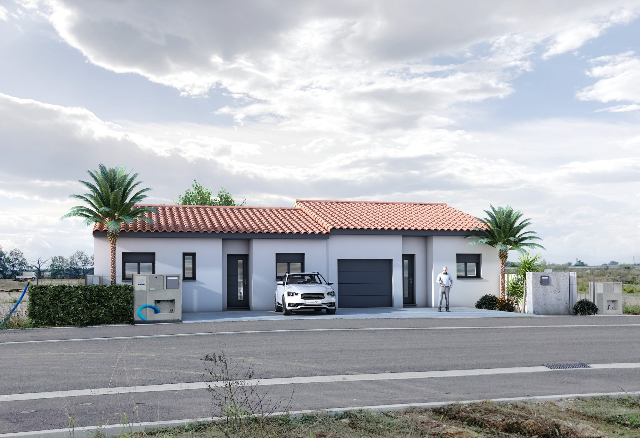 Pollestres, Maison neuve T3, plain-pied avec jardin