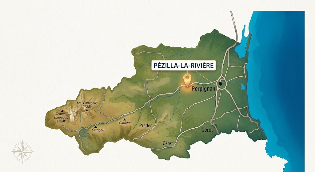 Pezilla-la-rivière : Terrain 3 faces de 242 m2